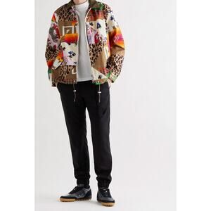 Sacai Tan Animal Mixed Print Patchwork Cotton Velvet Collar Zip Jacket 4 / XL